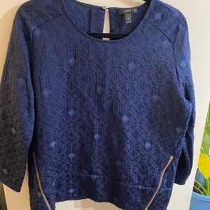J Crew Brocade Navy Top